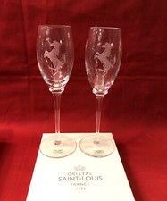 2 flutes à champagne FERRARI cristal signé SAINT LOUIS 21,5 cm Automobile Cheval
