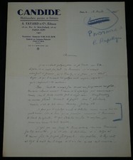 Pierre Gaxotte Lettre autographe signée sur papier entête "Candide" 2 pages 1936