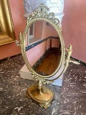 Gilded bronze Mirror Miroir A Poser Psyché Antique Maquillage Make Up