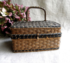 PETIT PANIER ANCIEN EN OSIER TRESSÉ -  VERS 1900