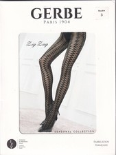 Collant GERBE ZIG ZAG coloris Bruyère. Taille 3 - 9½. Graphic tights.