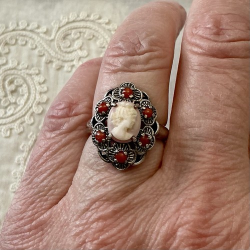 Anciennes bague camee - camee, corail