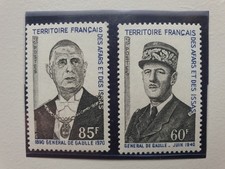 Deux timbres Général de Gaulle Territoire français des AFFAR