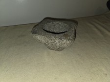 Mortier Ancien en Pierre Carré/Rectangulaire - Fait Main - Outil de Cuisine...