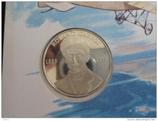 1988 - SUPERBE Médaille en argent Centenaire de la naissance de Roland Garros da