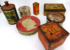 LOT DE 7 JOLIS BOITES TOLE LITHOGRAPHIEES KUB OR QUALITY STREET HUILE D'OLIVE