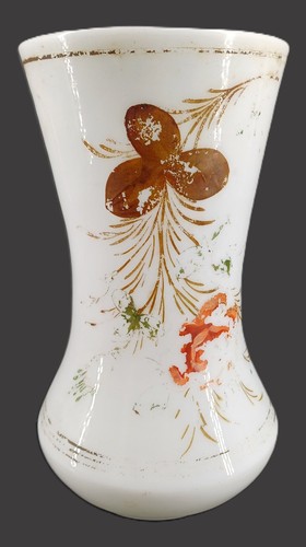 Vase opaline blanche décor - en,