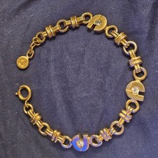 Bracelet Charles Jourdan Plaqué Or Zircons 19 Cm X 10mm