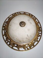 Plafonnier vintage metal doré  verre décoré poudré E27