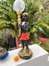 Ancienne statue torchère nubien, lampe années 70/80