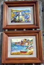 PAIRE DE TABLEAUX   " PAYSAGE "  ÉMAIL PEINTURE ÉMAILLÉ  " signé Simone "