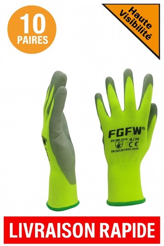Paires gants travail pu - 10,