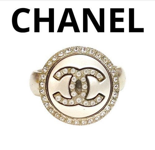 Bague avec strass perle - or,