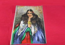 Torchon vintage décoratif "La Gitane" création Sonacott Paris années 60/70 .