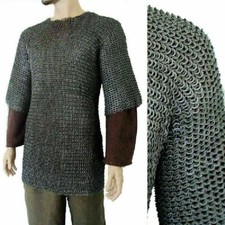 Chemise en cotte de maille rivetée Haubergeon Armure médiévale Armure de...