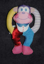?Peluche Doudou Singe PLAYSKOOL Ancien Vintage Hochet Grelot 21 Cm TTBE