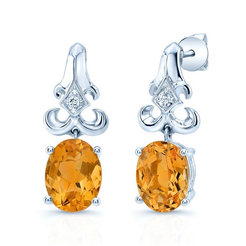 Ovale citrine diamant - citrine, boucles