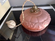 Ancien globe abat-jour globe suspension art déco en  Verre moulé Dépoli Givré