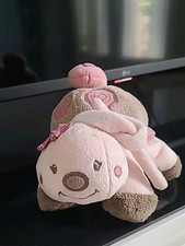 Petit Doudou peluche musical NATTOU TORTUE  rose beige 18cm boite musique - TBE