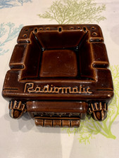 ancien cendrier grandin en forme d'autoradio-matic, céramique couleur marron