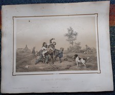 Gravure Litho - " La Chasse