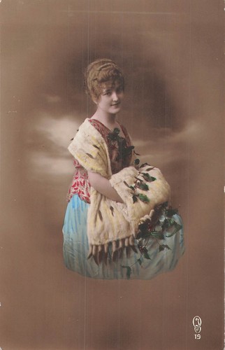 Femme elegante manchon - cp,