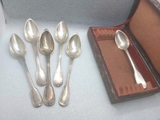 Lot Cuillères 5 En Argent Massif 1 En Métal Argenté Poinçons Minerve Vieill Masq