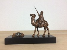 Sculpture orientaliste art déco régule patine bronze porte carte ou photo marbre