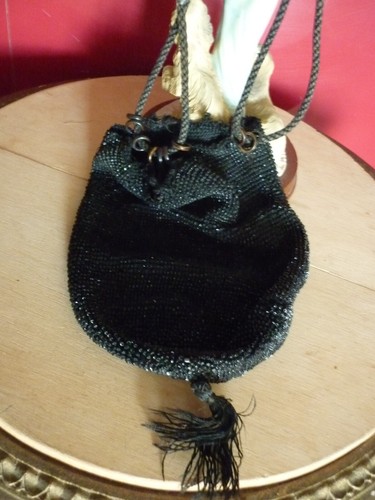 Pochette ancienne perles - ancienne, jais
