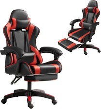  Chaise Gaming  Chaise Bureau coussin Lombaire Rouge et Noir