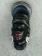 Ancienne tête céramique africaine GMUNDER ? Appliqué wall ceramic black figure