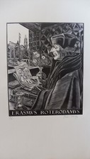 Erasme. Gravure sur bois 40x24
