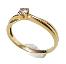 Bague occasion solitaire diamant femme jeune fille or jaune 18 carats doigt 59.