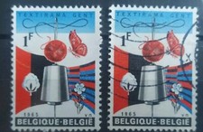 2 Timbres Belgique papillon 1965 N° 1313 Neuf* & Oblitéré