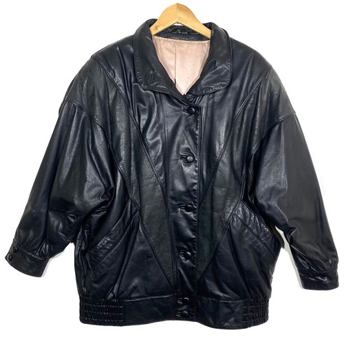 Blouson cuir noir vintage - blouson,