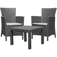 Salon jardin Allibert plastique rotin 2 fauteuils 1 table 216777