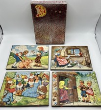 Boite 4 PUZZLES bois - Contes de Fées (Grimm) - Penelope Suisse - 1960's - TBE