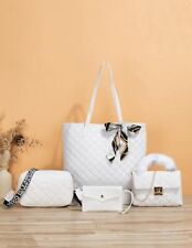 4X Sac Femme Blanc Simili Cuir A Bandoulière - Ensemble De Sac De Soirée