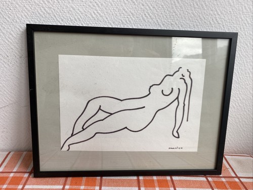 Ancien cadre dessin femme nue - dessin,