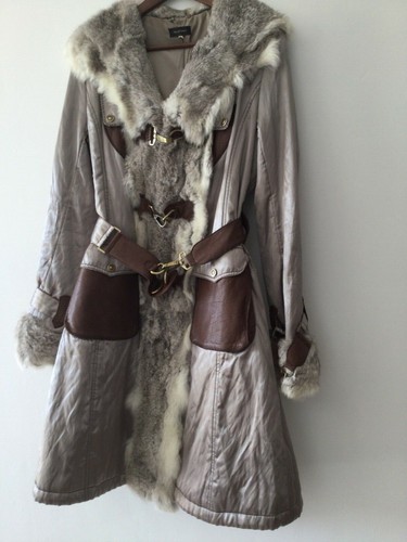 Manteau tissu cuir lapin - cuir,