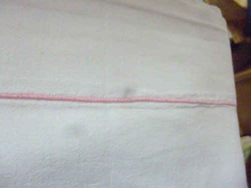 Drap plat ancien blanc brodé - ancien,