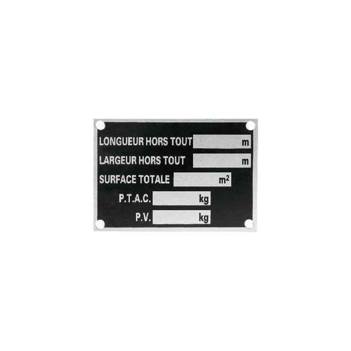 Plaque tare aluminium - de,