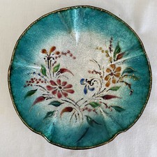 Coupelle, Émaux sur cuivre, R. BONHOMME, décor floral