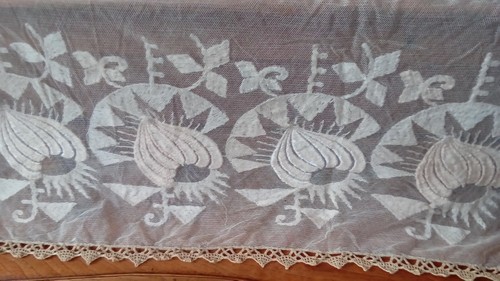 Dentelle ancienne tulle brodé - dentelle,