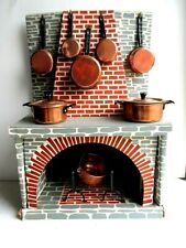 RARE ancien jouet d'enfant Batterie de cuisine en cuivre sur cheminée, Art Déco