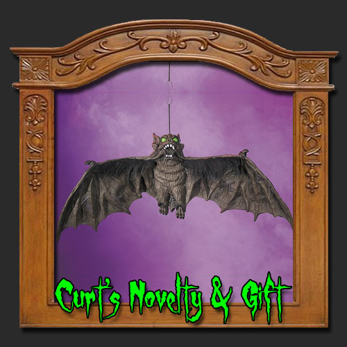 Hanging black vampire bat - hanging,