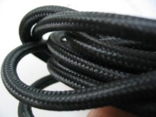 fil câble électrique gainé tissu NOIR  2 brins 2 X 0,75 mm2 longueur 2,60 M