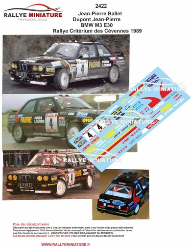 Decals ref 2422 bmw m3 - decals, 1/43