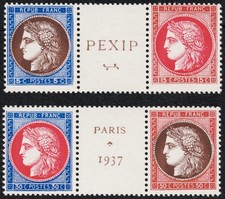 4 Timbres  France 1937 n°348
