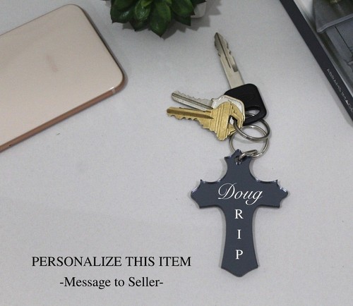 Cross key chain personalized - cross,
